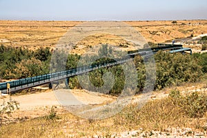 Large water pipe line in the Negev desert