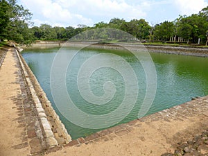 Large water pond at historic Buddhist site