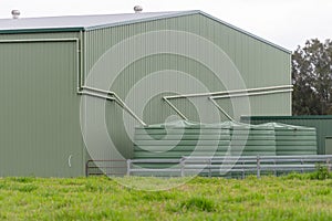 Large water tanks collecting rain water