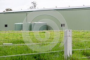 Large water tanks collecting rain water