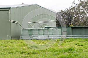 Large water tanks collecting rain water