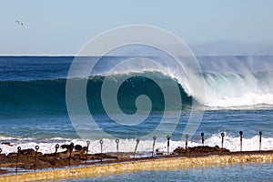 Large Wave at Newcastle Baths - Australia