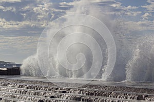 Large waves breaking on the shore