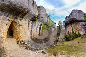 Large weathered rocks with tunnel formed in the huge weathered stone. Enchanted City