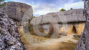 Large weathered rocks with tunnel formed in the huge weathered stone. Enchanted City