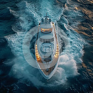 Large White Boat Sailing in the Middle of the Ocean