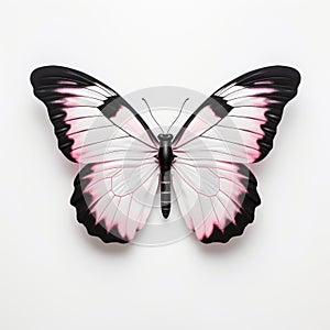 Large White Butterfly With Pale Pink And Black Wings