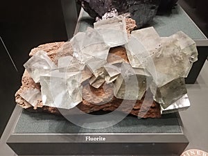 Large white fluorite crystals on rock or stone