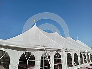 a large white long events or party or wedding marquee tent