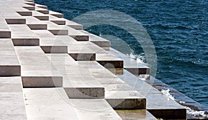 White marble steps of the Sea organ in Zadar, Croatia