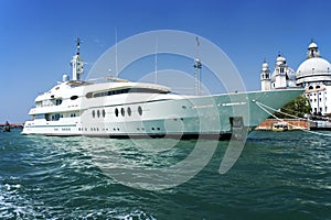 Large white motor yacht