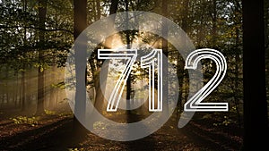 The large white outlined number 712 is superimposed prominently