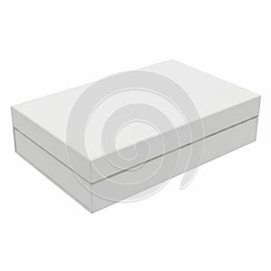 A large white rectangular box with a smooth surface and rounded edges