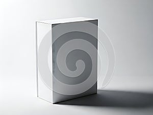 A large, white, rectangular object standing alone against a plain background