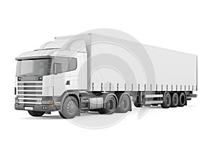 Large white truck with a semitrailer.