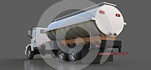 Large white truck tanker with a polished metal trailer. Views from all sides. 3d illustration.