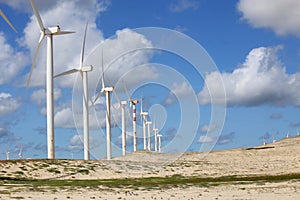 Large wind towers park for generating electricity from the wind.