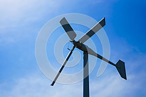 Large wind turbines are used to produce electricity. Used as a clean energy and beautiful sky