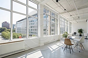 Large window in white office interior