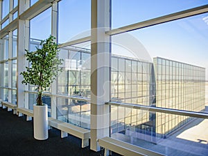 Large windows overlooking the Donetsk airport photo