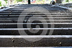 Large wooden grates on the floor