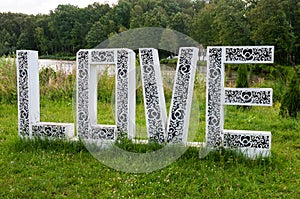 Large wooden love letters with a pattern
