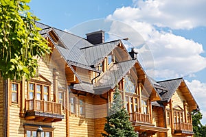 A large wooden mansion
