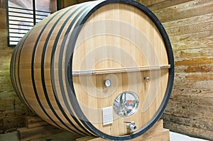 Large wooden wine keg