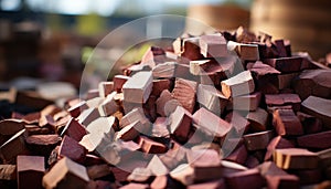 A large woodpile in the forest, nature fuel for construction generated by AI