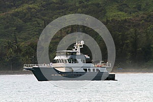 Large Yacht Moored in Hanalei Bay