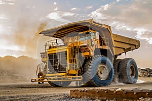 Large Mining Dump Trucks for transporting ore rocks