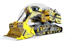 Large Yellow Earth Moving Machine 3D illustration