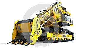 Large Yellow Earth Moving Machine 3D illustration