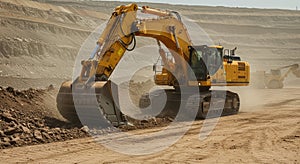 Large excavator working on construction site