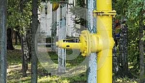 Large yellow gas pipeline tap