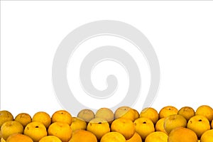Large yellow plums on white background
