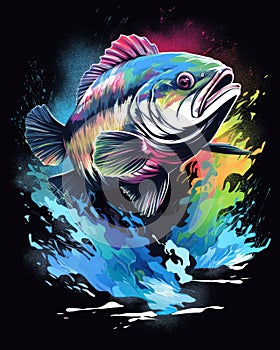 Largemouth Bass Fishing: An Aggressive Fish with an Exquisite Paint Splash Body Shirt Design