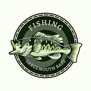 largemouth bass fishing logo badge design