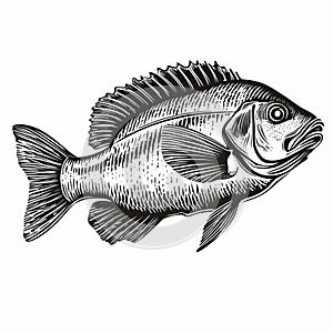 Largemouth Bass Fishing Style Vector Illustration