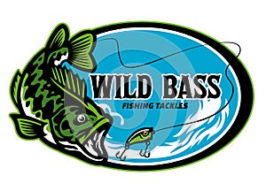 Largemouth bass fishing tackle sign design