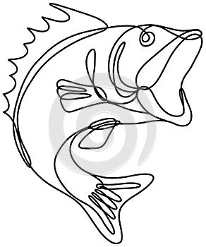 Largemouth Bass Jumping Up Continuous Line Drawing