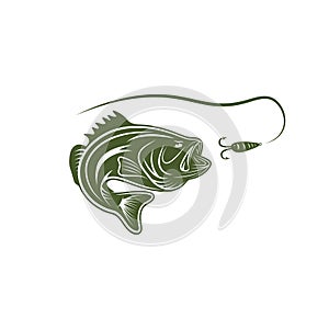 Largemouth bass and lure vector design