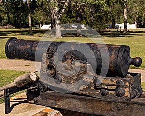 Larger stationary cannon on the parade ground at Fort Kearney, Nebraska