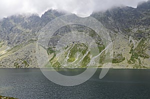 The largest mountain lake on slovakian side of High Tatras, Hincovo pleso in Mengusovska valley