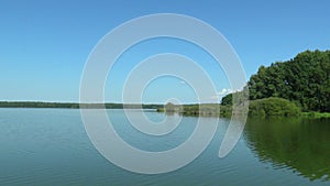 The largest pond Rozmberk in Czech Republic, protected Landscape Area of Trebonsko, UNESCO Biosphere Reserve, Wetland of