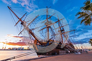 The largest sailing ship in the world, the Gotheborg, in the port of Sète, in Occitanie, France