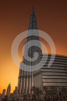 The largest skyscraper in the world, burjkhalifa seen from below