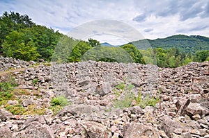 The stone sea at the foot of the Kamenna hill over Vyhne village