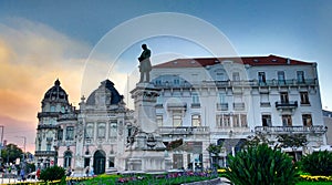 Largo da Portagem with building of Banco de Portugal, Coimbra, Portugal