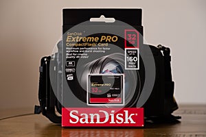 Sandisk branded Extreme Pro Compact Flash card in packaging that is fully recyclable